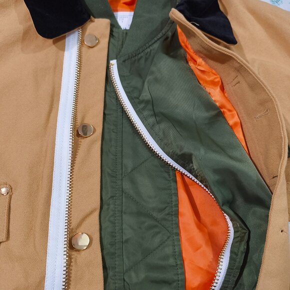 Carhartt X Sacai Khaki Faux Two-Piece Jacket - Picture 6 of 11